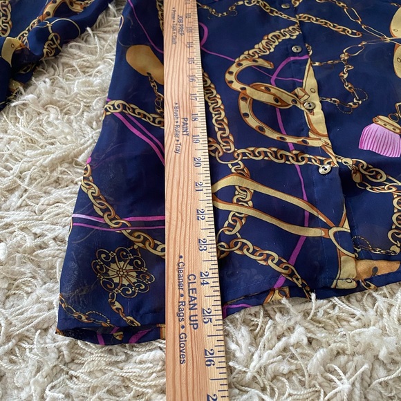 XXI chain print blouse shirt semi-sheer women’s size S - Picture 10 of 11